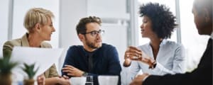 A group of diverse business professionals having a meeting