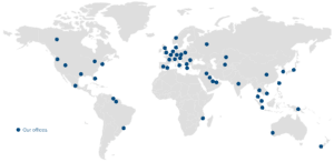 World Map showing the Taylor Hopkinson and Brunel office locations