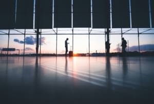 Offshore wind specialists waiting at an airport