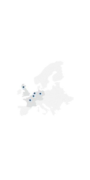 Map showing Taylor Hopkinson's track record in Offshore Wind Client Rep Projects in the UK, Netherlands, Belgium and France
