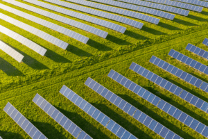 Sky view of solar farm