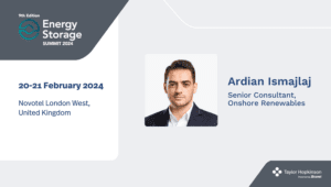 Infographic about Ardian Ismajlaj attending the Energy Storage Summit in London