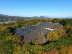 sky view of solar farm