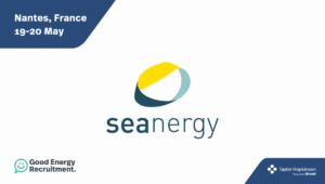 A graphic promoting Taylor Hopkinson's attendance at Seanergy conference in France. It features the Taylor Hopkinson and event logos.